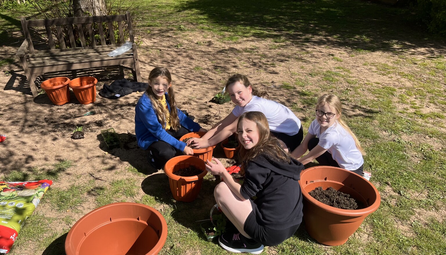 pupils gardening