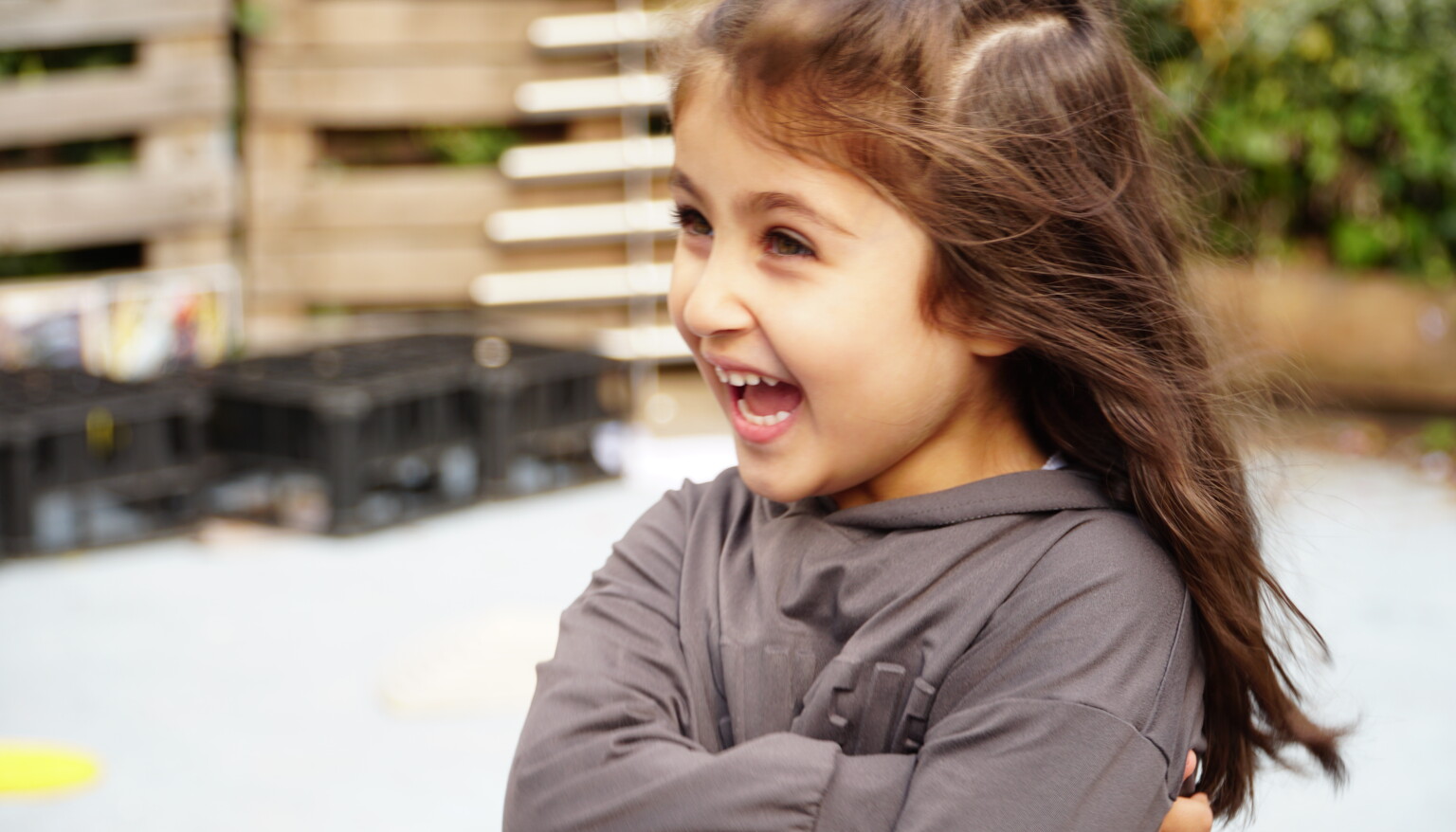 One of our children enjoys playing in the garden.