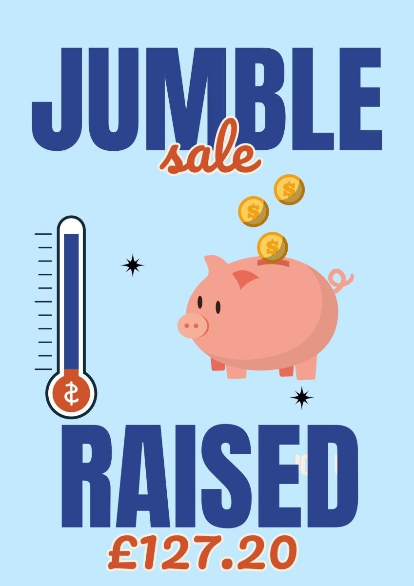 The jumble sale on the 14th January raised £127.20 
Thankyou so much to everyone who came to help and support.