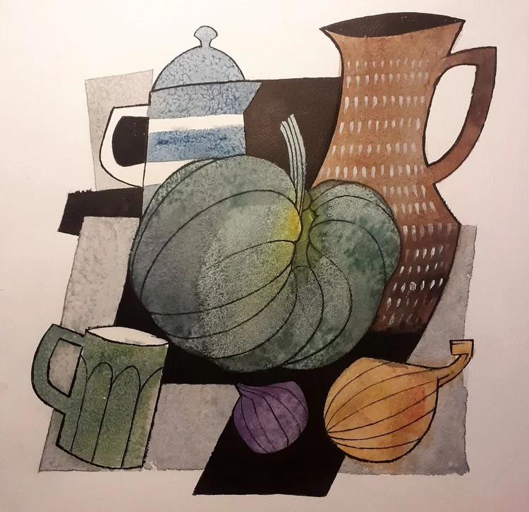 Still Life with Pumpkin Watercolour/Ink 33 x 33cm £155
