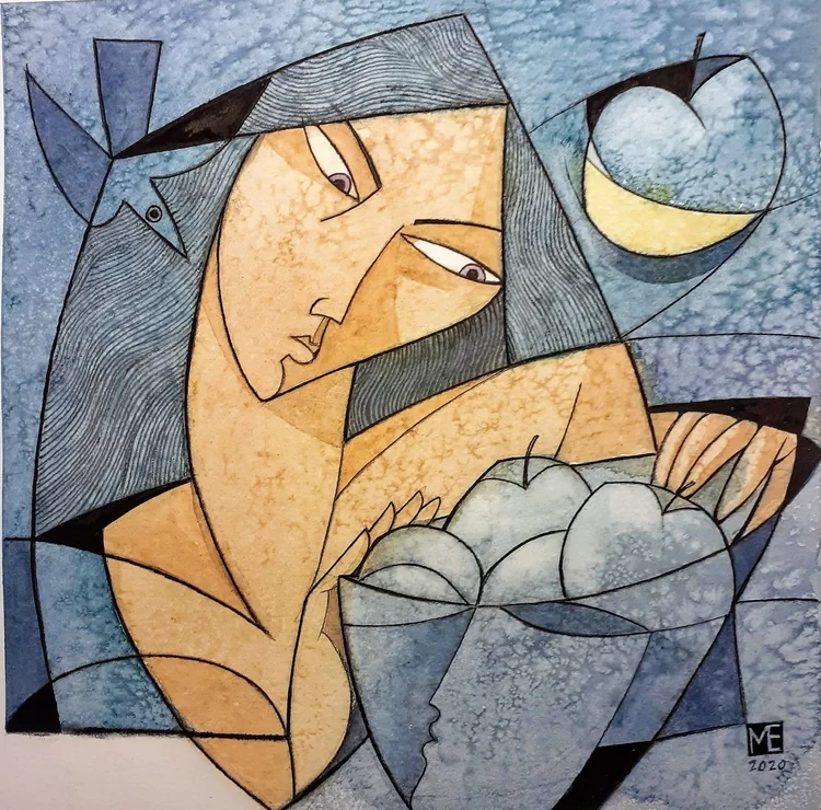 The Silver Apples of the Moon Watercolour/Ink 28 x 28cm £155