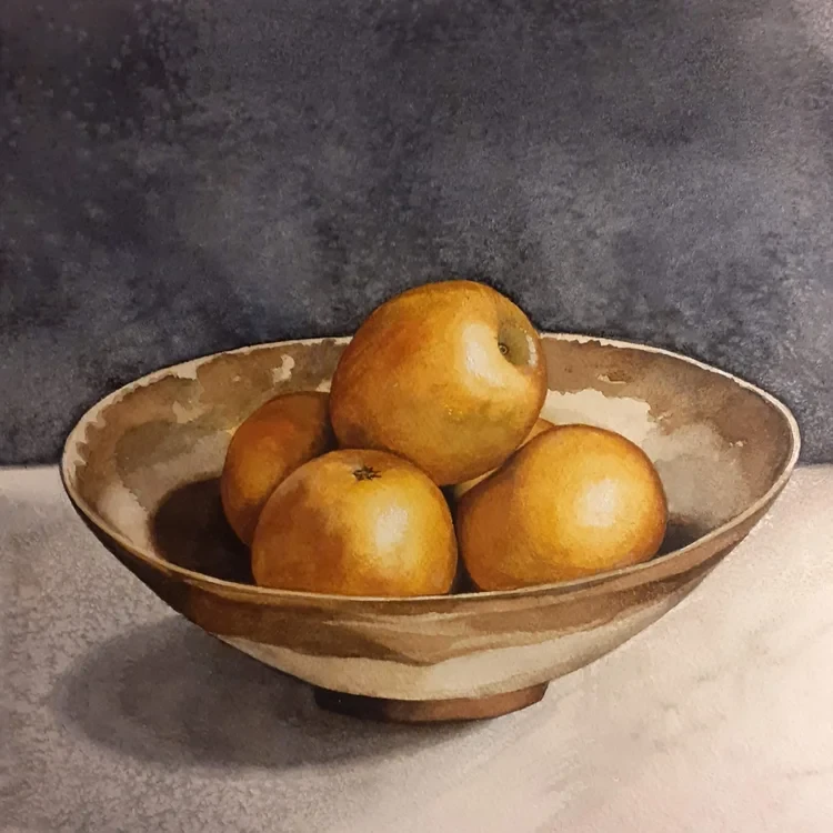 Still Life: Russets Watercolour 25 x 25cm SOLD
