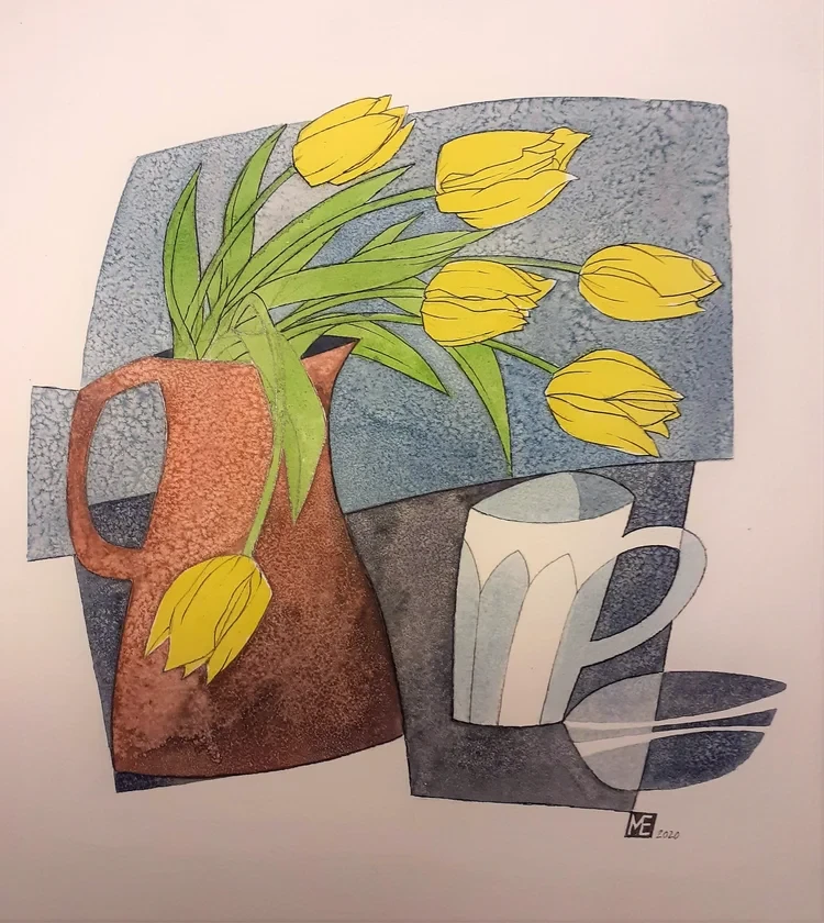 Still Life: Yellow Tulips Watercolour 28 x 28cm £155
