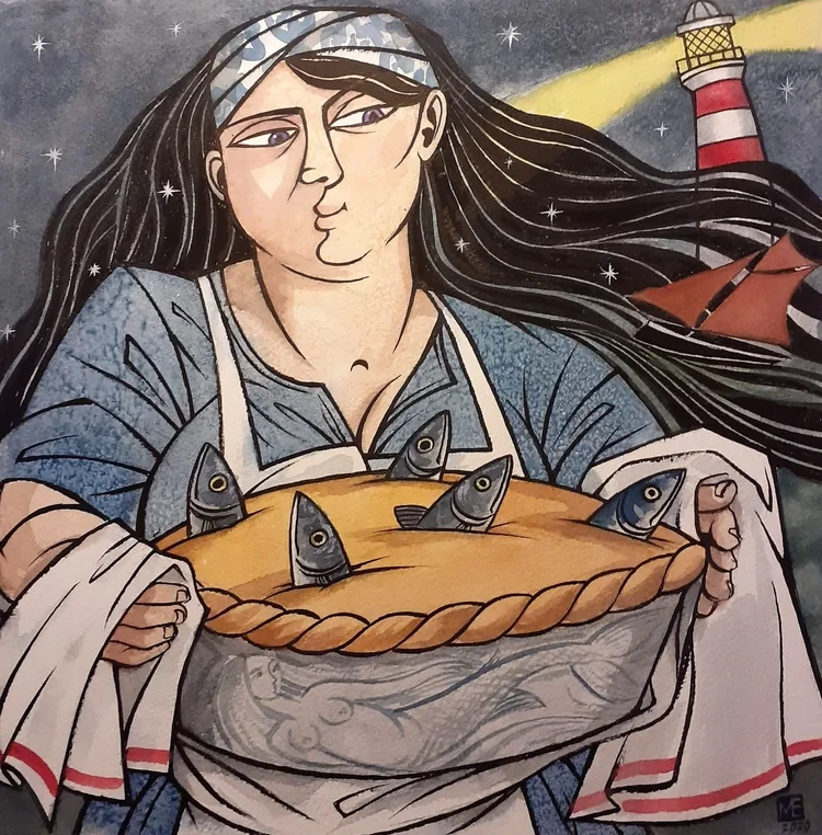 Stargazy Pie Watercolour/Ink 33 x 33cm £155