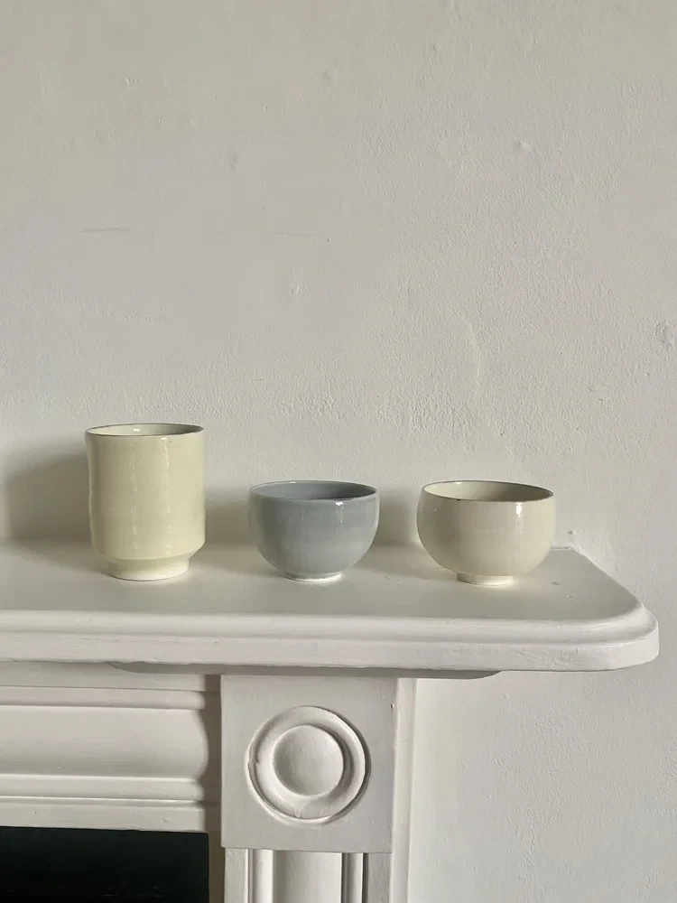 68. Tea bowl H10cm £35, 69. & 70. Bowls H6 cm £35 each