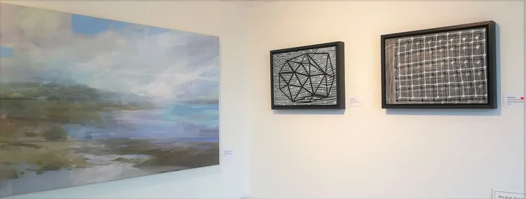 oil, acrylics, solar plate etchings and mixed media