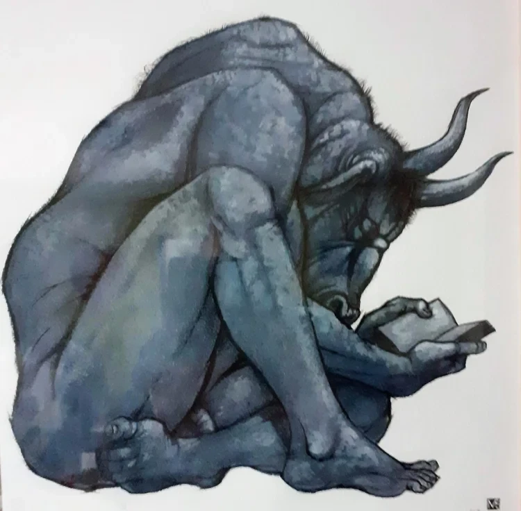 Minotaur Reading Watercolour/Ink 32 x 32cm £120 SOLD