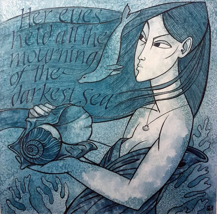 The Selkie Watercolour/Ink 32 x 32cm £155