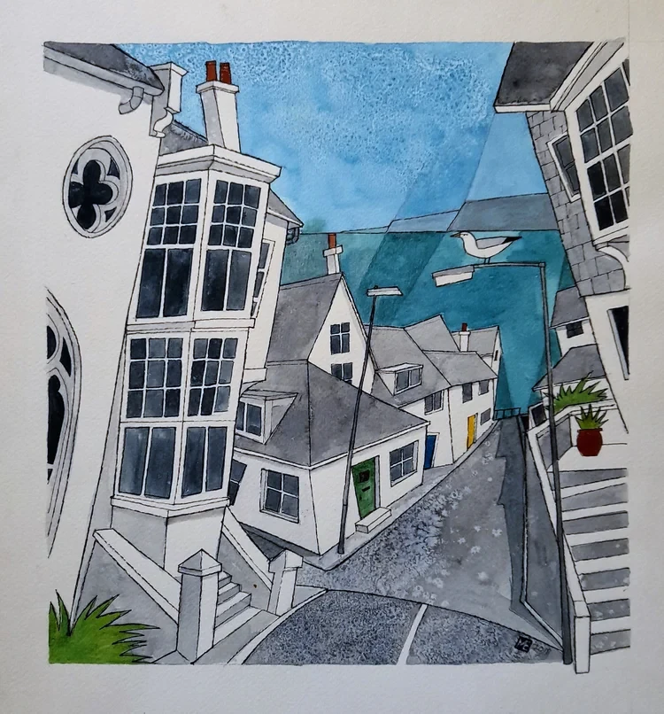 St. Ives Street 29 x 29cm Watercolour & Ink £145