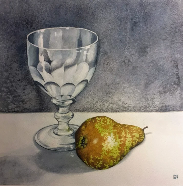 Still Life: Pear & Glass Watercolour 25 x 25cm £120 SOLD