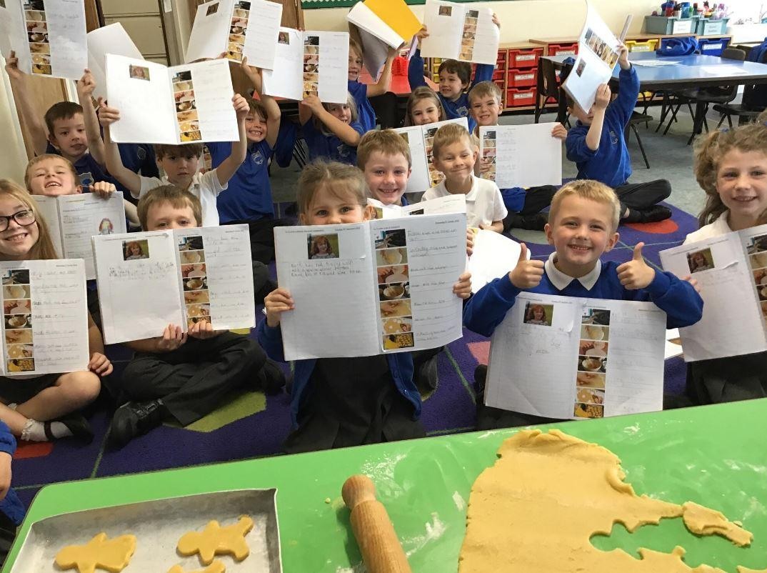 The Year 2 children baked their own shortbread linked to their English unit on Katie Morag .  They then wrote their own instructions.