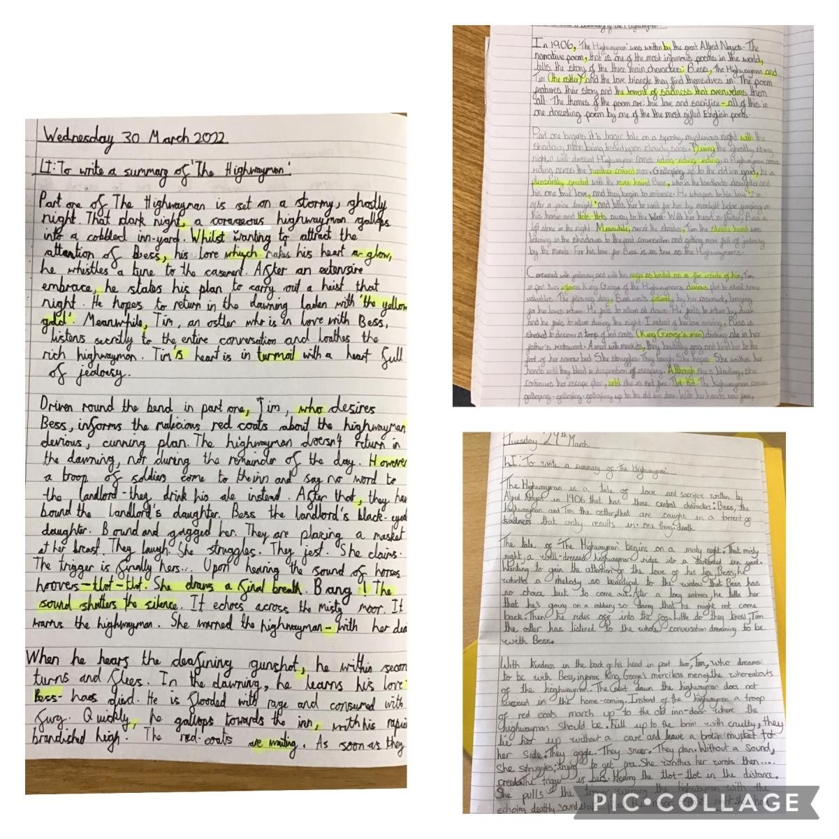 Year 6 - The Highwayman Summaries