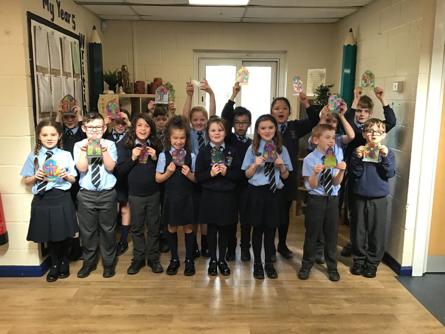 Children with their stained glass windows