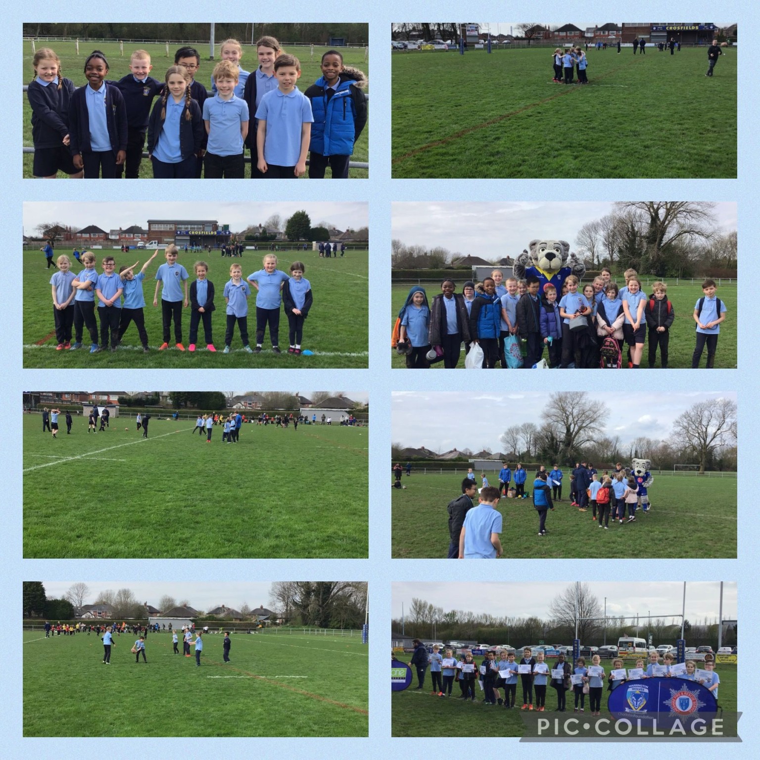 Children playing tag rugby