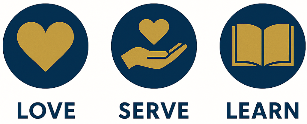 love, serve and learn icons