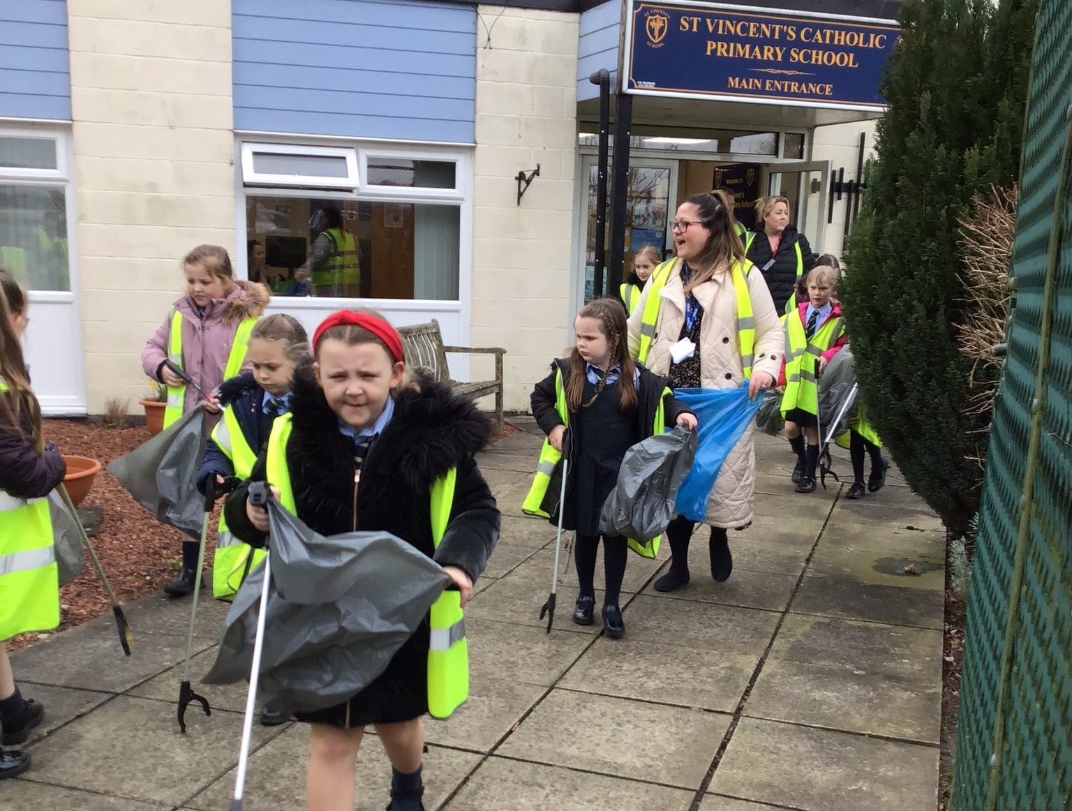 Children litter picking in the local area