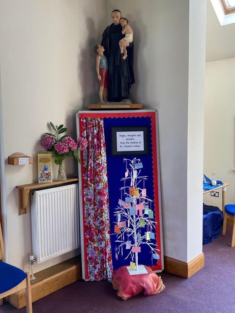 Prayer cards of hope and love made by the children for the parish and the community.