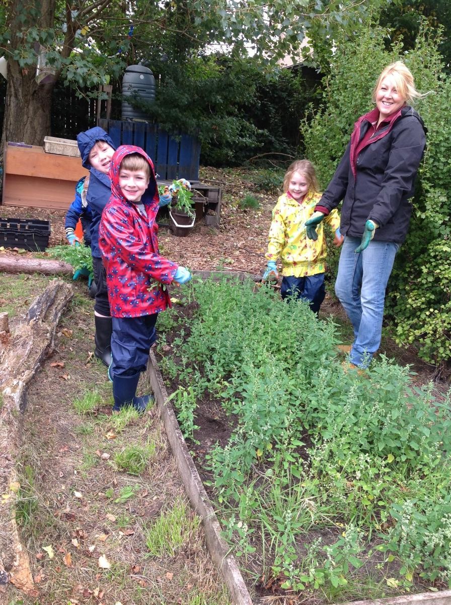 Miss Whaley's weeding team. Before ....