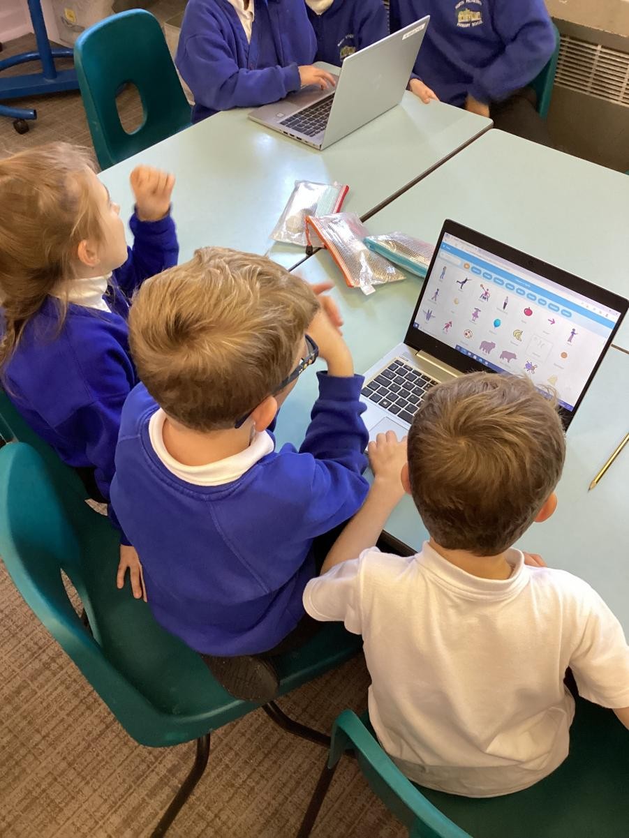 The children enjoyed programming their Scratch characters in groups.