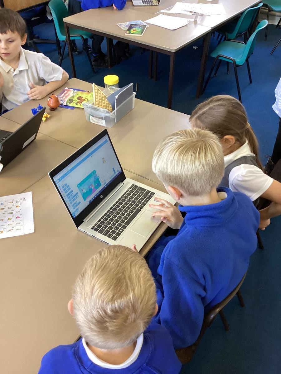 The children enjoyed programming their Scratch characters in groups.