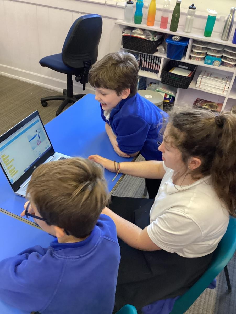The children enjoyed programming their Scratch characters in groups.