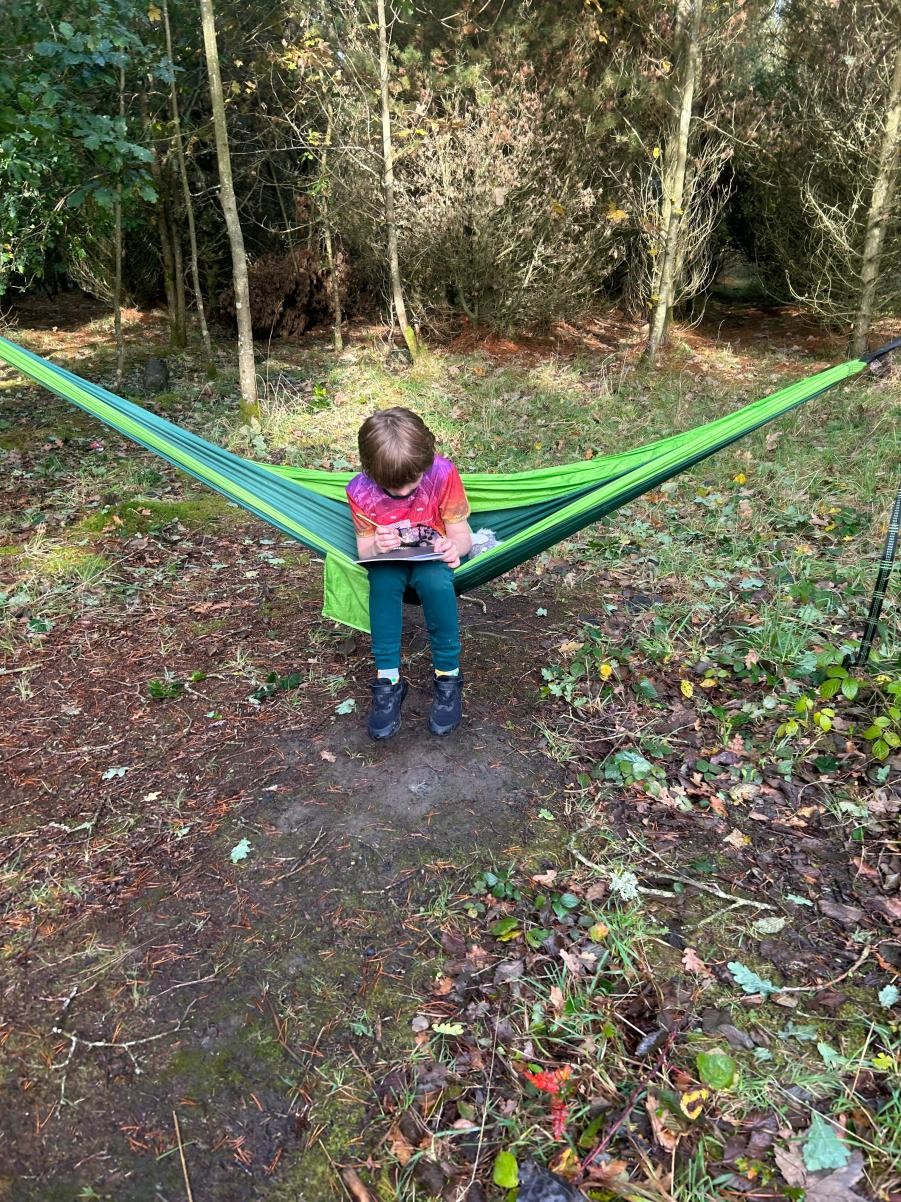 chilling in a hammock