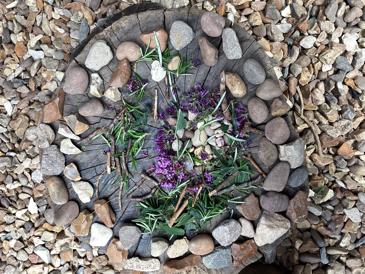 Look at our outdoor art in the style of Andy Goldsworthy!