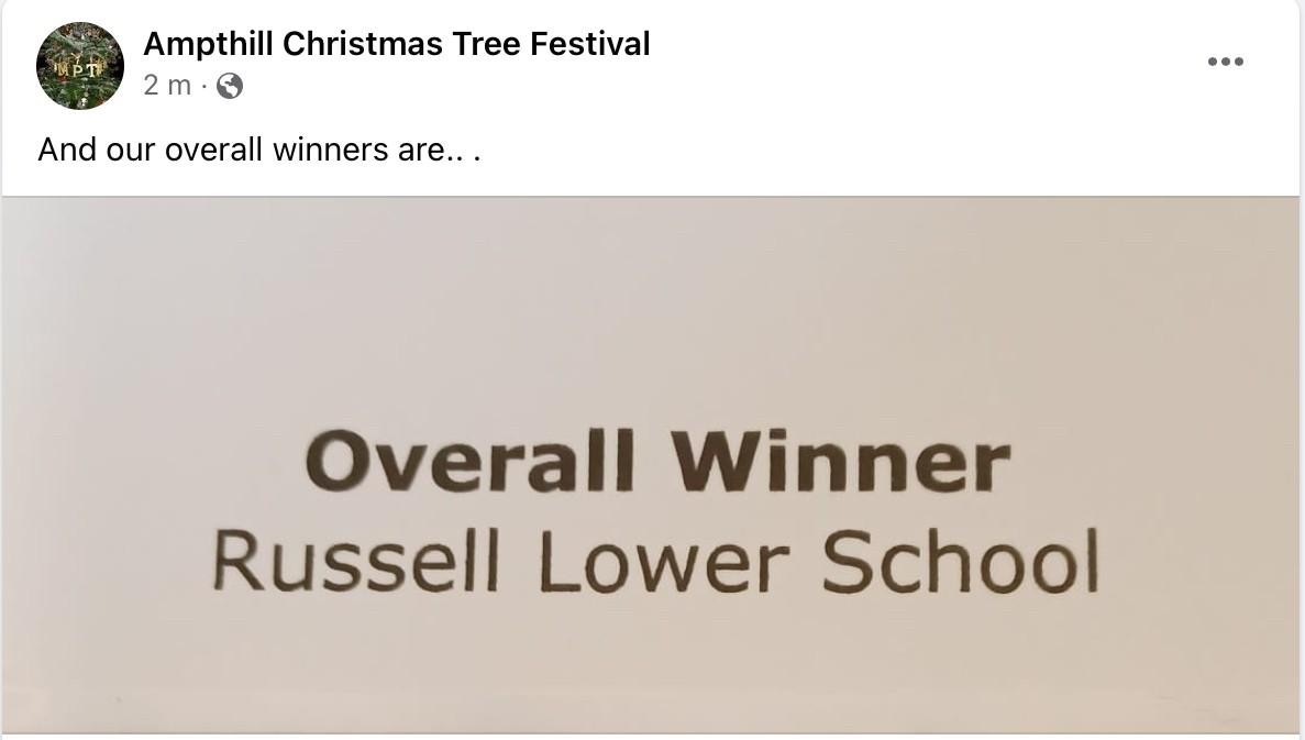 Well done to everyone!  Russell Lower School is pleased to announce that we won the St Andrew's Christmas Tree Festival 2023!