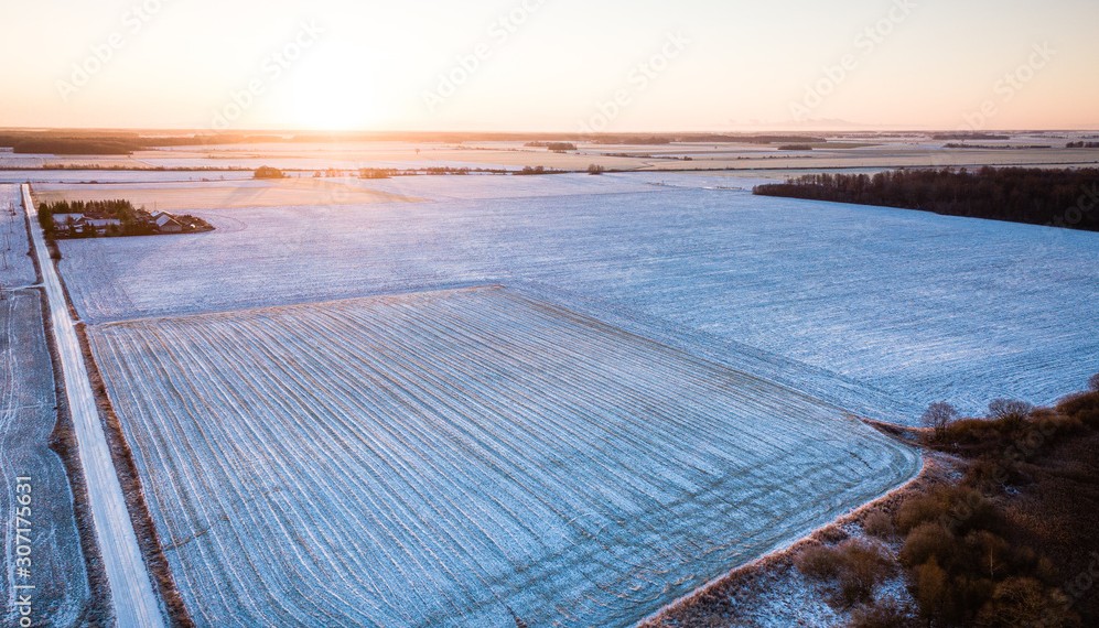 fields in snow