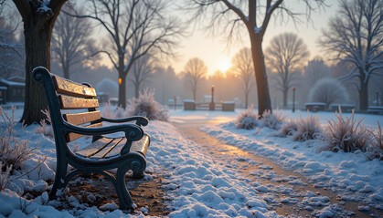 bench in snow