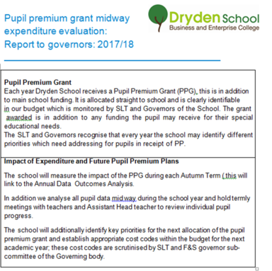 Pupil Premium 2017/18