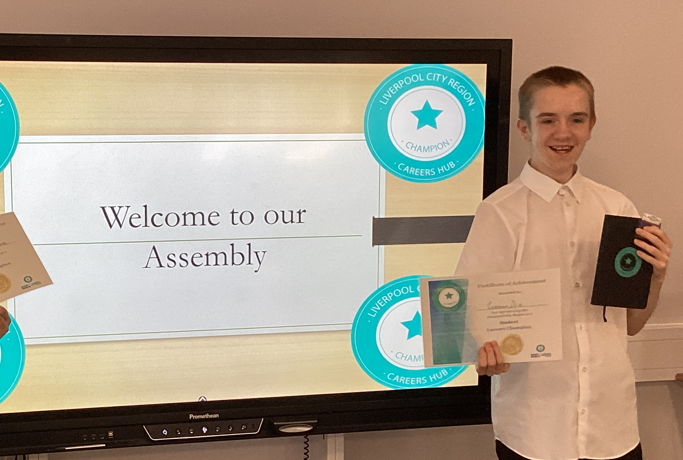 Presenting an assembly and receiving their awards. 