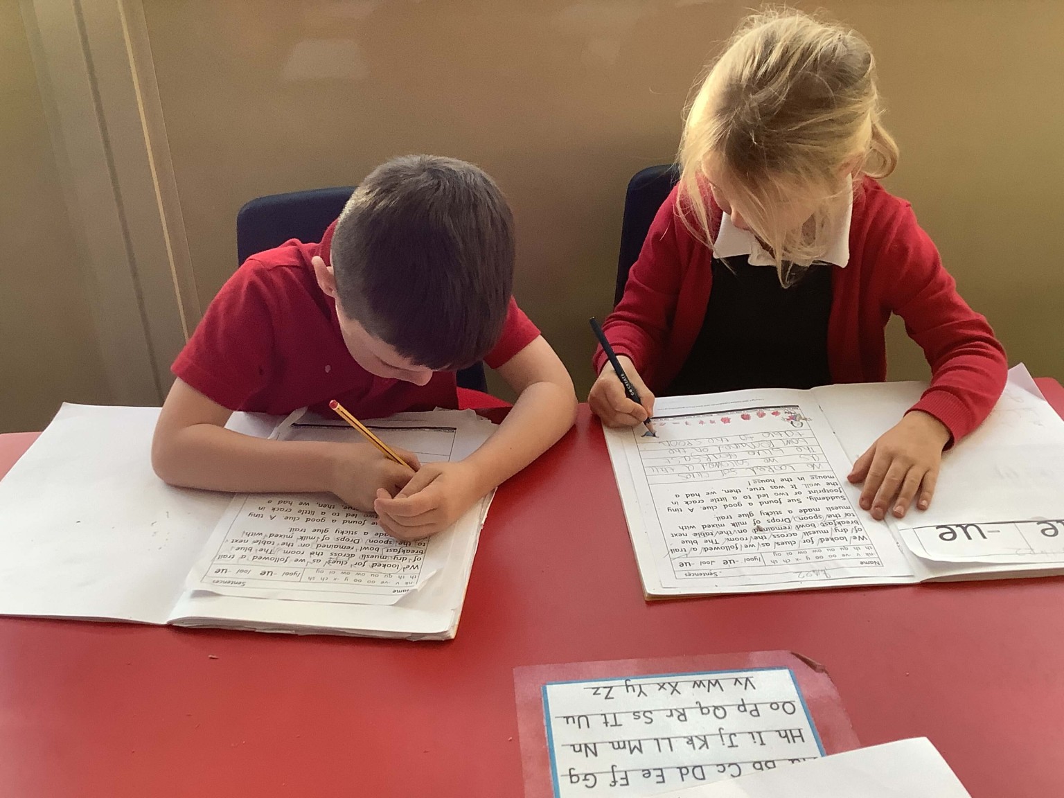 Children writing