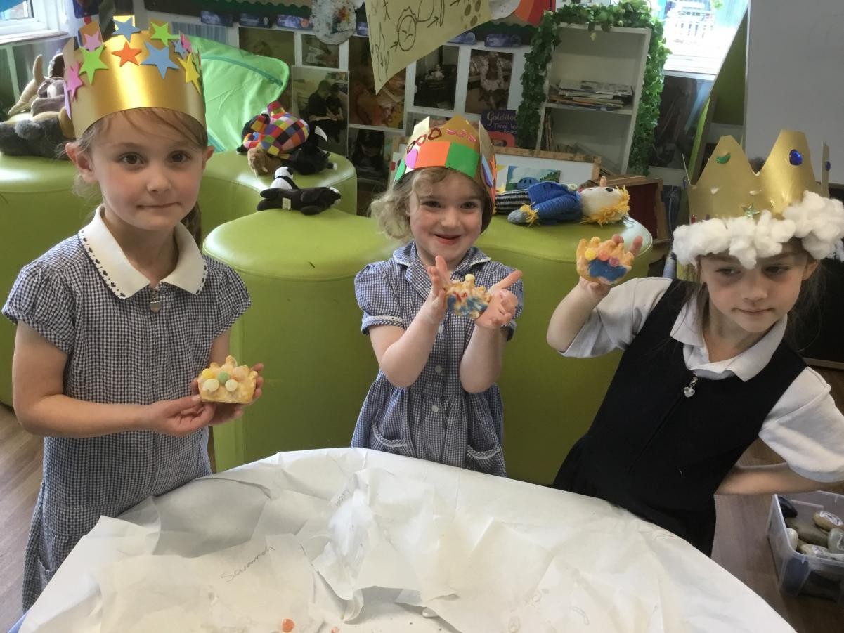 Crown biscuits - made and decorated by our EYFS children