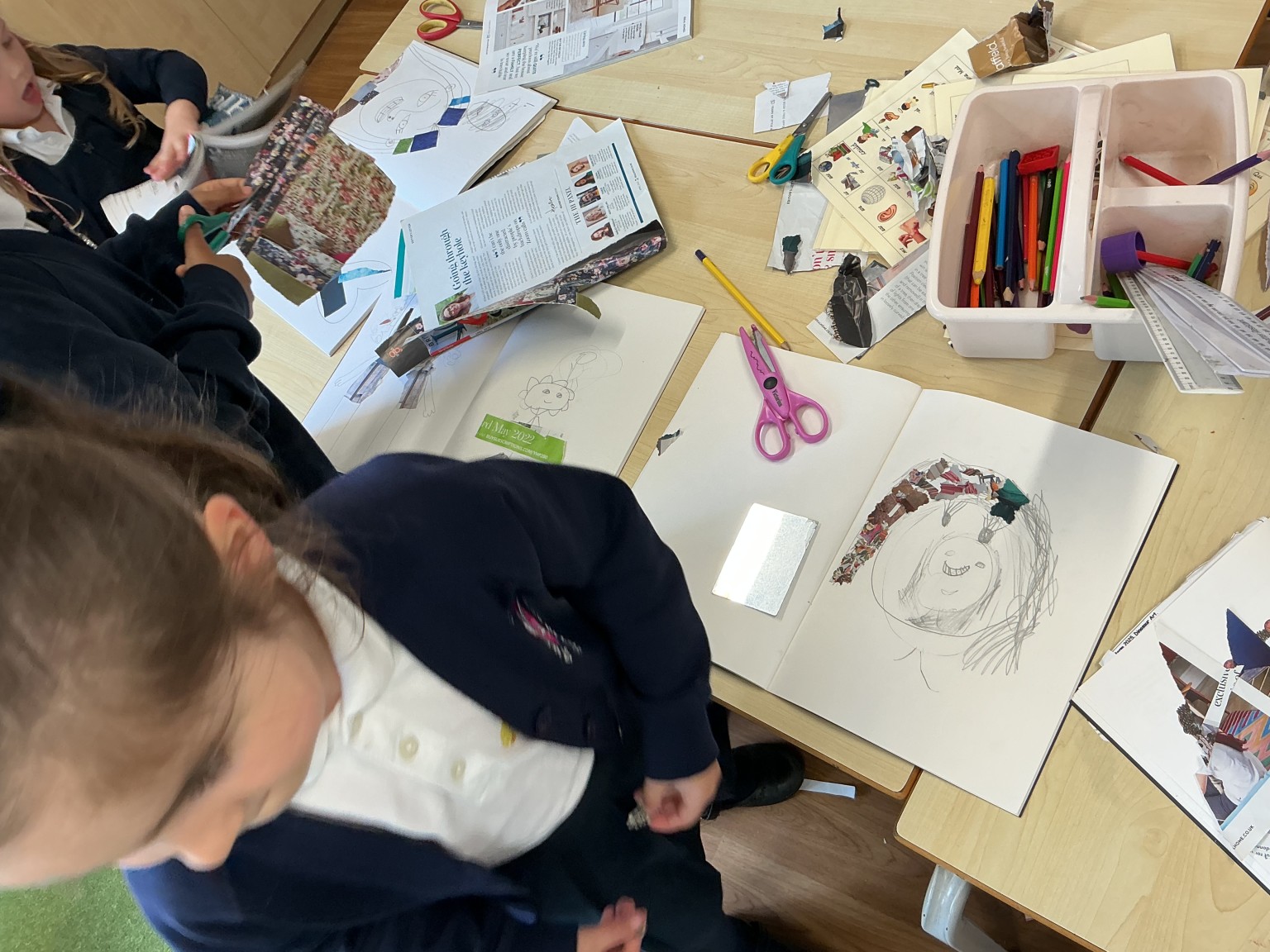 The children designed their portraits and used their artistic skills