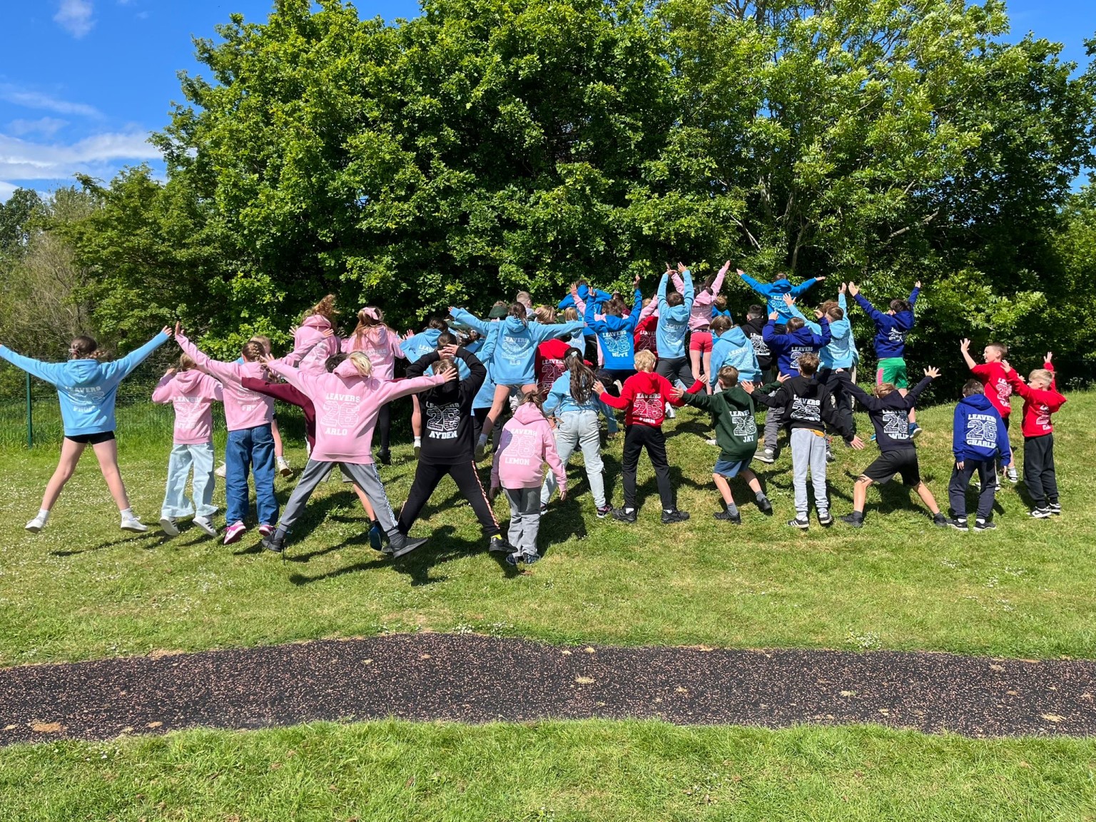Yr 6 leavers' hoodies photo-shoot...