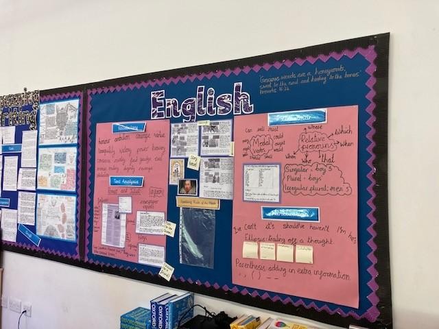 English working wall -practising the skills and bringing it all together in a final piece of writing