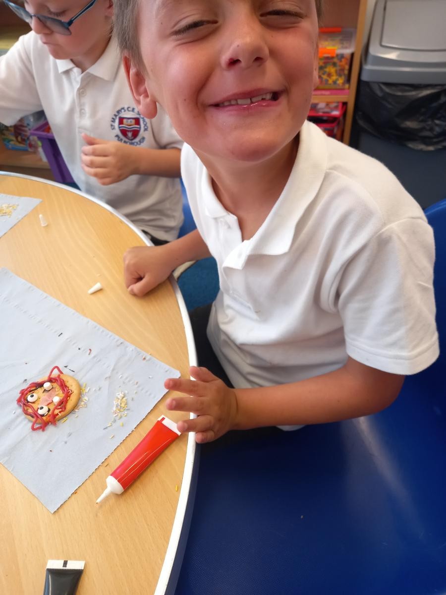 Icing biscuits as part of the group activities