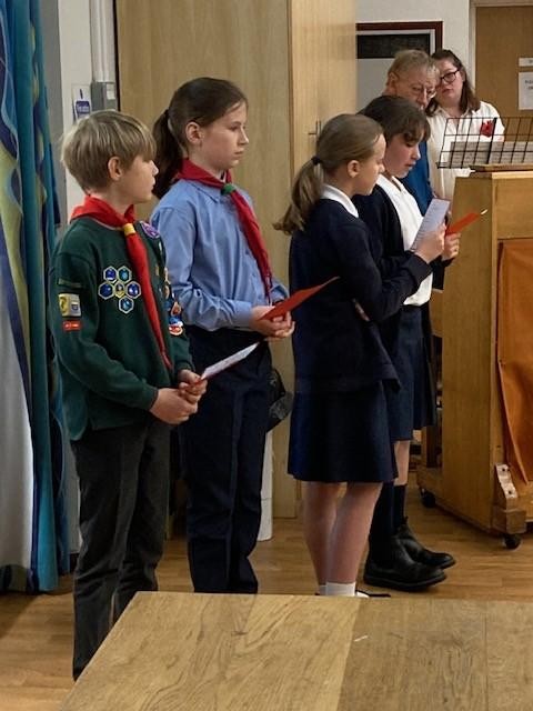 Some of the children read prayers and some of the children read poems...