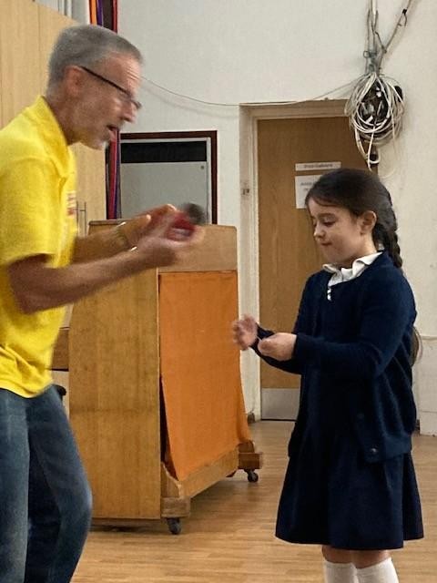 The Baptist Church comes to visit - using pupils in worship is important to us.