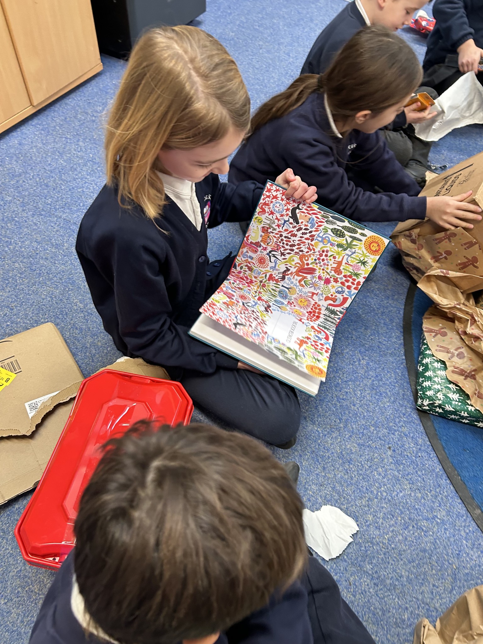 School Council opens the parcels...