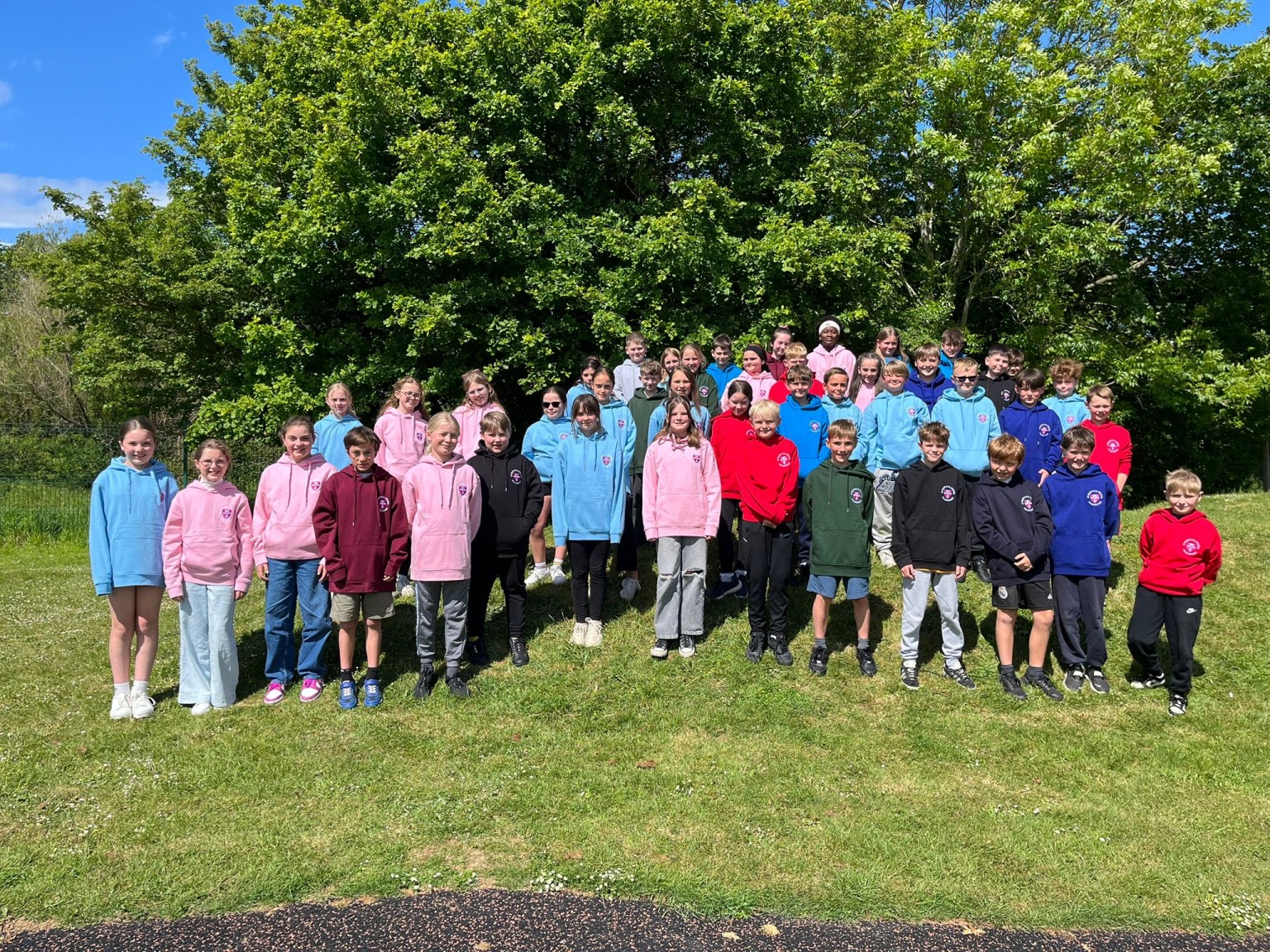 Yr 6 leavers' hoodies photo-shoot...