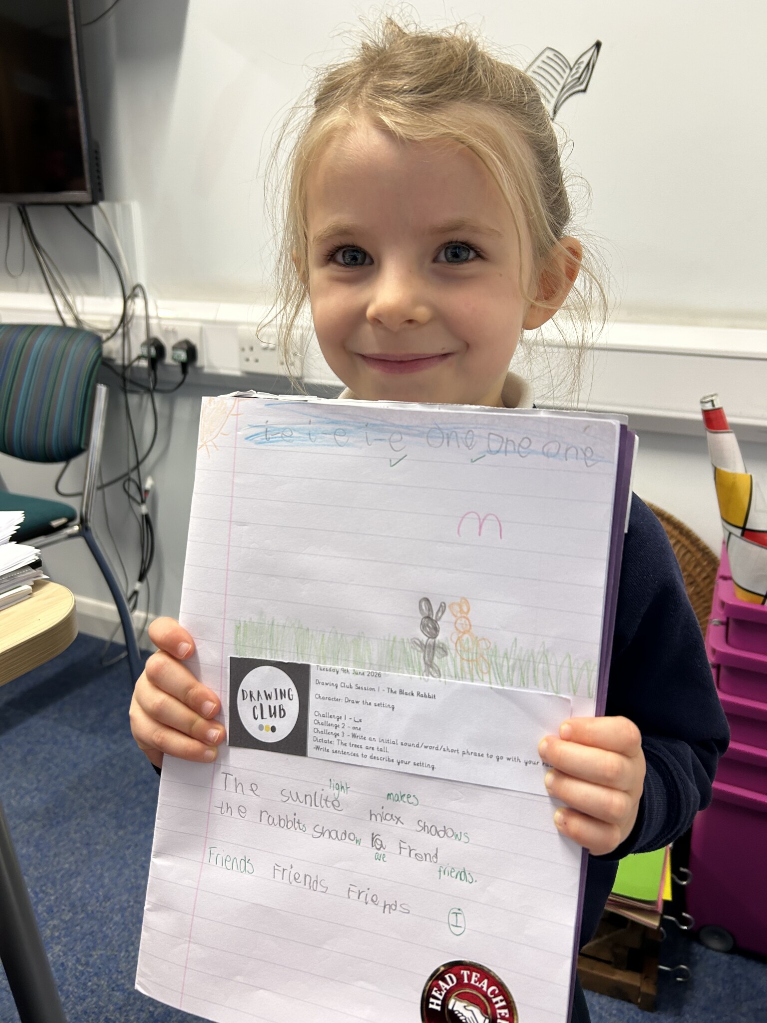 Drawing Club - encourgaging writing, letter formation, sentence construction and responding to stories