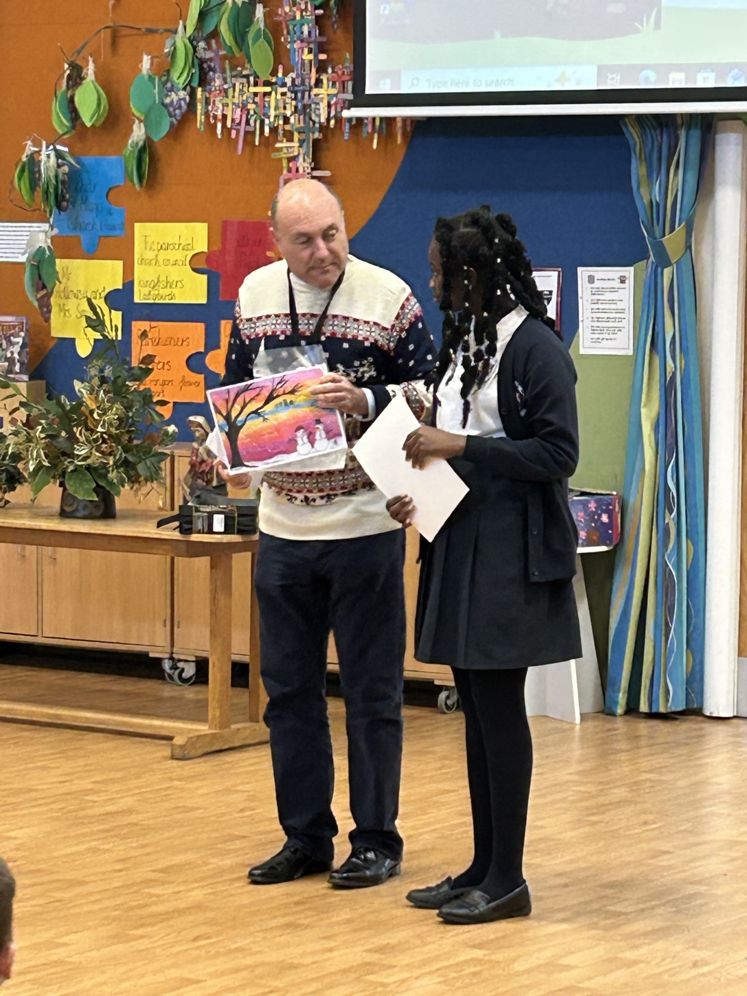 Andrew Griffith visits to present Jessilyn with her runner up prize