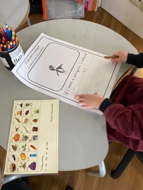 Encouraging emergent writing using phonics cards