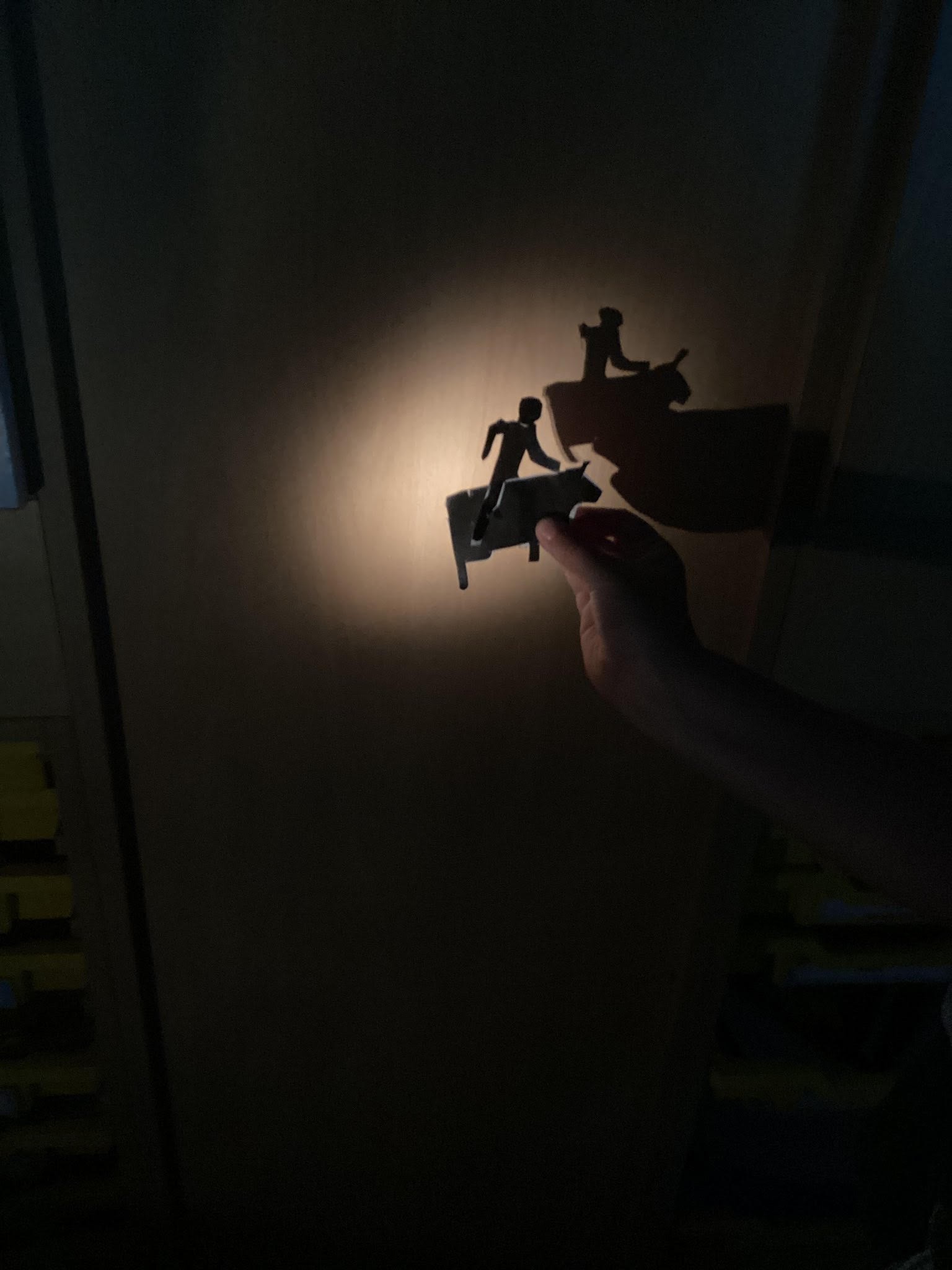 upils making their own shadow puppets to discover if they could make them bigger or smaller.