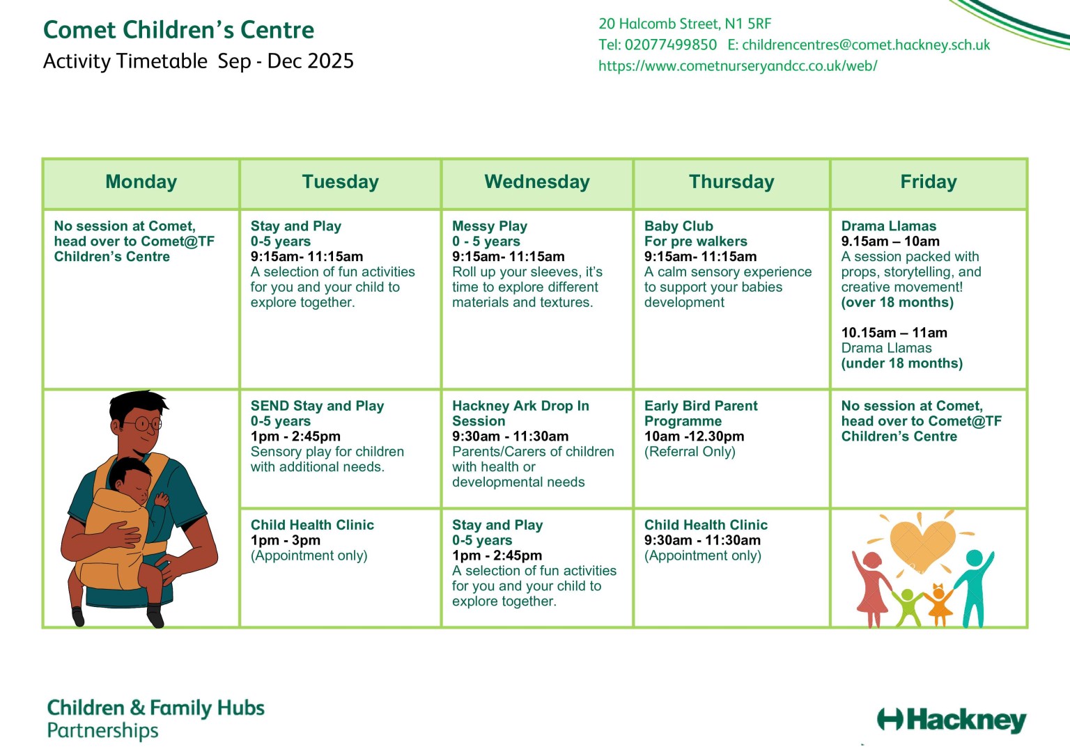 Comet Children's Timetable Autumn 2025