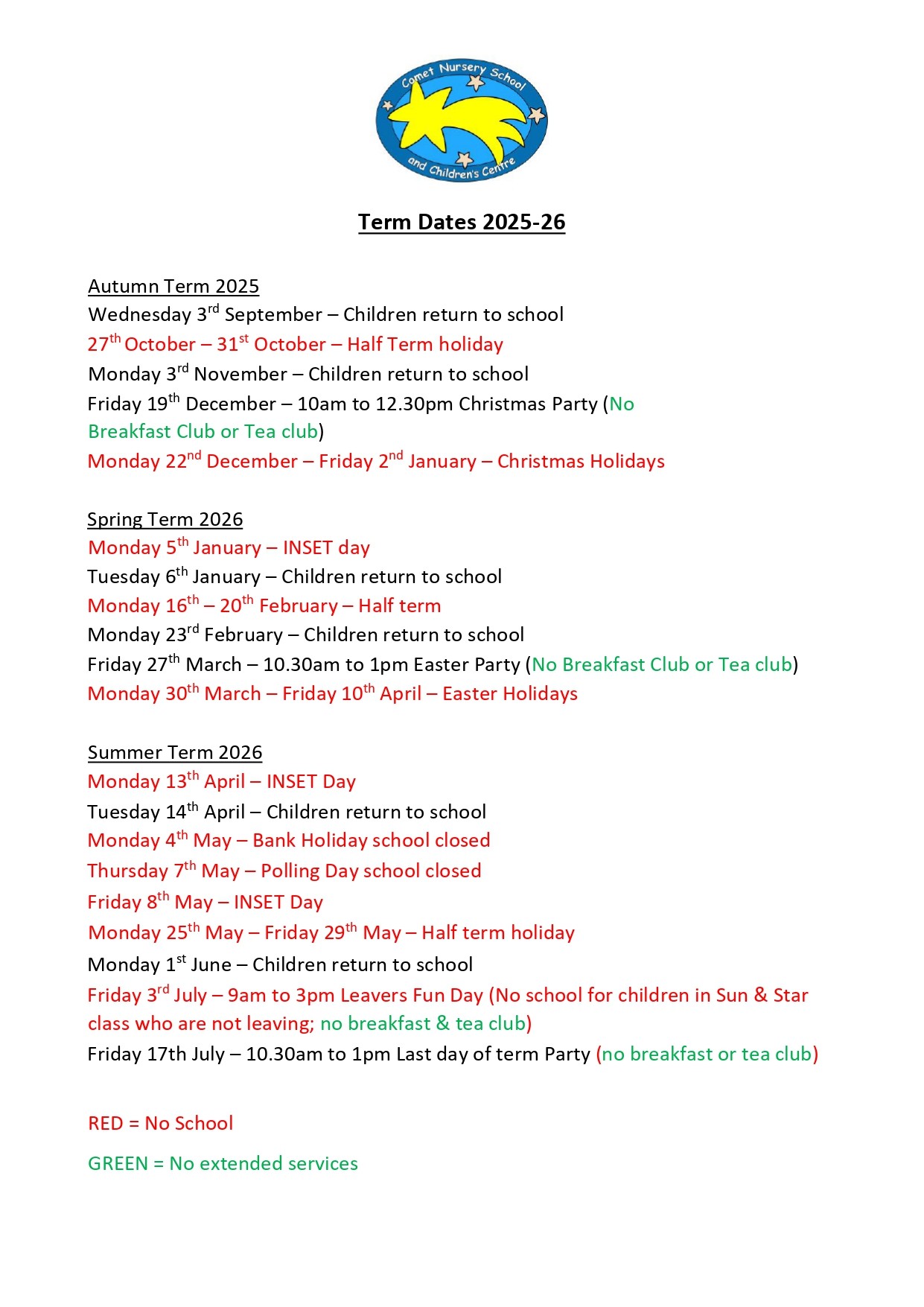 Term Dates
