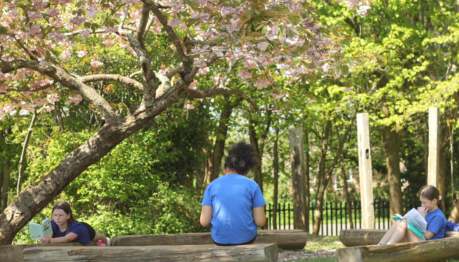 Children enjoy reading daily - especially when the weather is nice enough to read outdoors