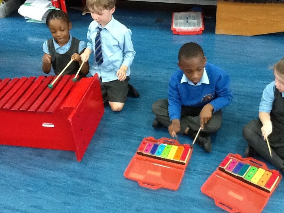 Year 1 exploring the percussion instruments